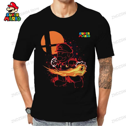 Short Sleeve Men's Children's T-Shirt Y2k Super Mario Mens Clothes 2026 Harajuku Style Parent-child Wear Quick Dry 3D Print Tops