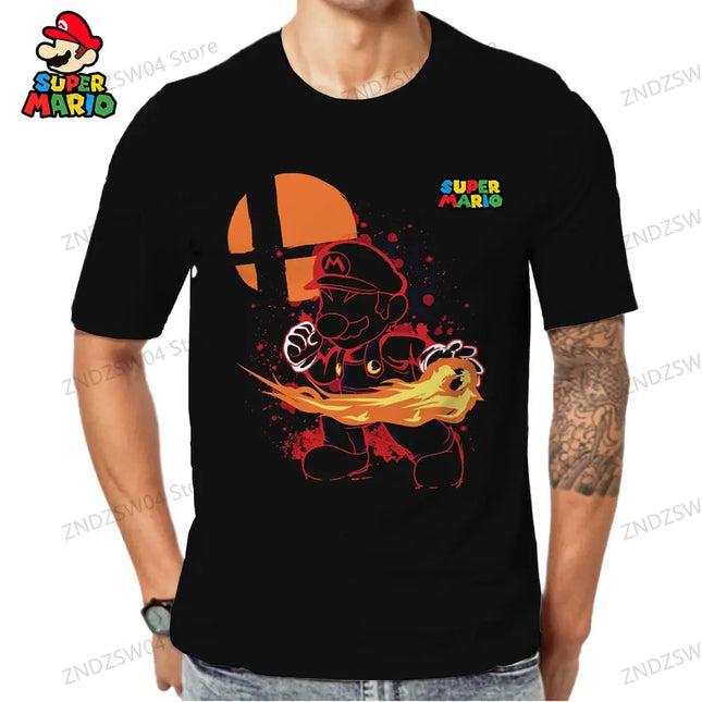 Short Sleeve Men's Children's T-Shirt Y2k Super Mario Men's Clothes 2026 Harajuku Style Parent-child Wear Quick Dry 3D Print Tops
