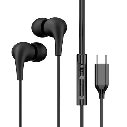 USB Type C Wired Headphone 3.5mm Stereo Music In-Ear Earphones With Wire Control Mic Sleeping Earplugs For Samsung iPhone Xiaomi