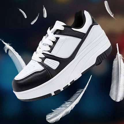 Four wheel roller shoes Boys girls walking shoes Casual outdoor sports slide and shrink school students pulleys shoes sneakers
