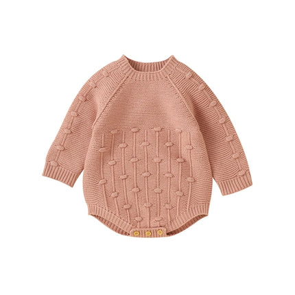 Baby Sweater Rompers Solid Color Knitted Toddler Long Sleeve Jumpsuit for Newborn Infant Cute Clothes