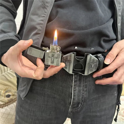 Creative Men's Belt Lighter Metal Belt Buckle Small Tool Cigarette Accessories Personalized Fashion Smoking Gift