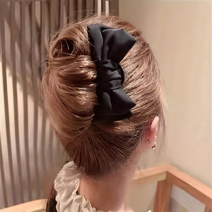 1/2pcs Fashion Women Bow U-shaped Hair Clip Suitable for Girl Daily Wear Accessory Elegant Black Boutique Hairpin Hair Accessory