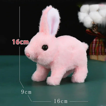 Cute Electric Rabbit Interactive Plush Toys Carrot Bunny Walking Wagging Ears Wagging Tail Stuffed Doll Pe