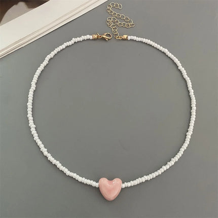 New Fashion Candy Color Choker Necklace for Women Girl Love Heart Square Geometric Short Necklace Seed Bead Neck Jewelry 2026
