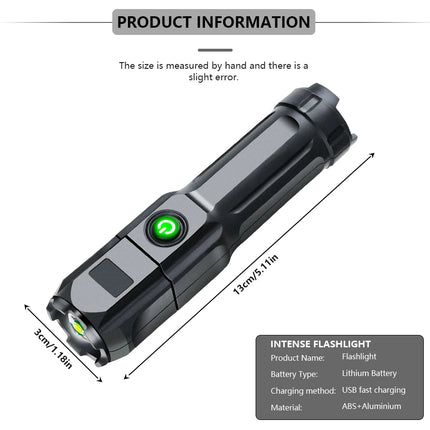 Powerful LED Camping Torch Flashlight High Power Rechargeable USB Waterproof Spotlight Telescopic Zoom Fishing Hunting Work Lamp