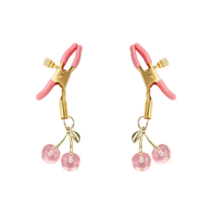 1 Pair Cute Cherry Nipple Clamps Adjustable Screw Tension Silicone Sleeves BDSM Bondage Fetish Gear Adult Sex Toy for Women