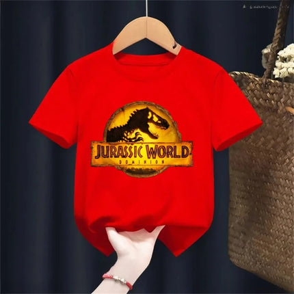 Summer New Cool Dino Print Children's T-shirt Casual Fashion Boys Girls Simple Style Short Sleeve Baby Kids Clothes Harajuku Tops