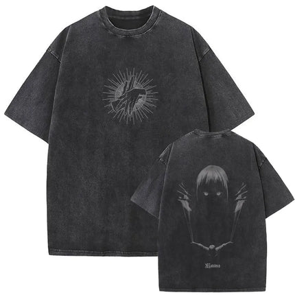 Washed Vintage Anime Chainsaw Man Makima Merch T-shirt Men Women Manga Casual Oversized T Shirts Male Retro 100% Cotton T-shirts