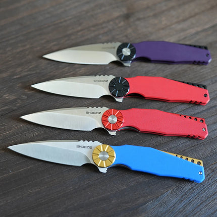 SHOOZIZ KILA Folding Knives - EDC Pocket Knife For Man, Aluminum Bolster, G10 with Clip for Camping, 3.15" DC53 Steel, PVD/Satin