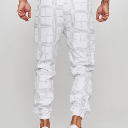 2026 Men's Fashionable Casual Fabric Plaid Design Street Sports Pants for Men's Fitness Gym Wear