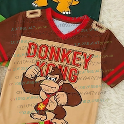 2026 Men Women Bros Yoshi Peach TShirt Summer Breathable Boy Girl V-neck Tee Oversize Short Sleeve Football Jersey For Fans Gift