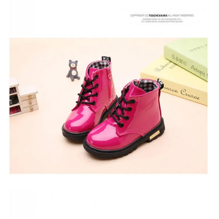 Children Ankle Shoes PU Leather Waterproof Tide Kids Rubber Boots Girls Boys Fashion Boots Anti-Slippery Spring Autumn 2024