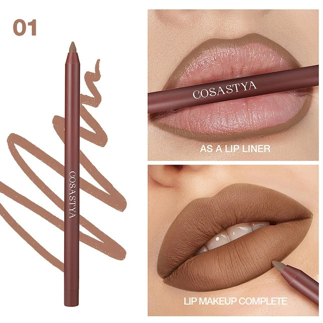 6 color matte lip liner, waterproof matte lip liner, easy to apply, long-lasting non-stick cup, suitable for all skin types