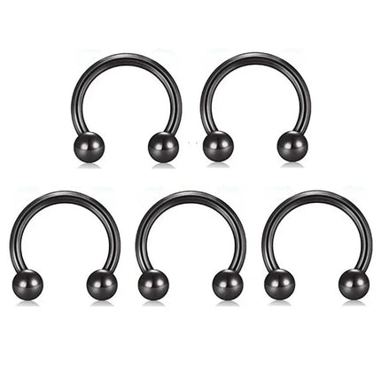 5pc Surgical Steel Body Piercing Jewelry Lot Bulk Nose Ring Tongue Bar Lot Eyebrow Labret Piercing Set Horseshoe Ring Lot Pack