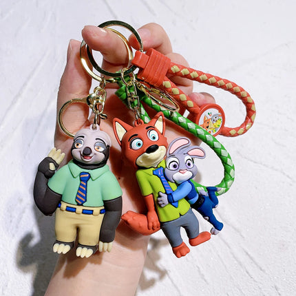 Zootopia Keychain Set Judy& Nick Wilde PVC Figure Keychain, Disney Movie Character Key Ring, Animal Cartoon Bag Charm Gift