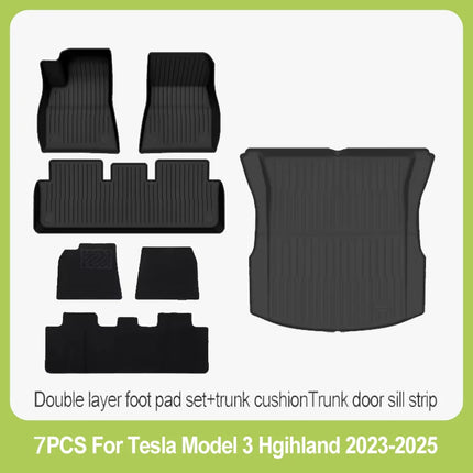 Car Floor Mats Cargo Liner For Tesla Model 3 Highland 2024-2026 Waterproof Anti-slip Trunk Mat TPE Pads All Weather Floor Liners