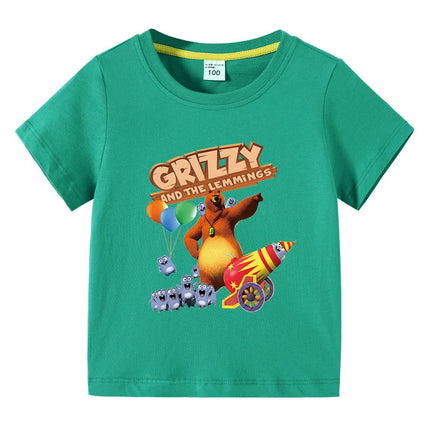 Children's Clothing Grizzy And The Lemmings Graphic Short Sleeve T-Shirt 3-10Years Boys O-Neck Tee 2025 New Fashion Clothing