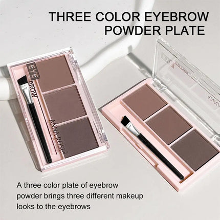 3-Color Brow Powder Set with Brush Long-lasting Eyebrow Powder Waterproof Color-resistant Makeup Set for Beginners Eyeshadow HOT
