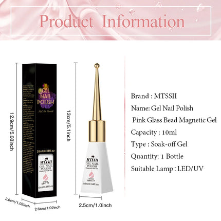 10ml Pink Glass Bead Cat Magnetic Gel Nail Polish Semi Permanent UV LED Gel Varnish Soak Off Nail Art Decorations Nail Supplies