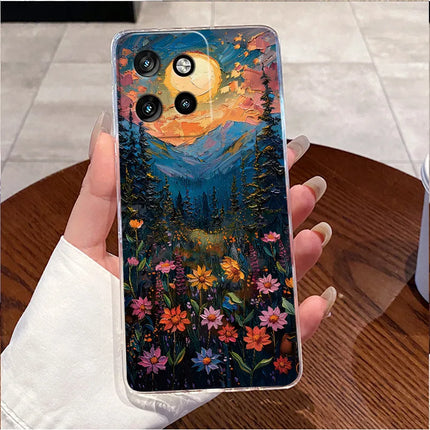 Soft Silicone TPU Clear Case For Motorola Edge 50 Neo 5G/Moto S50 5G Viral Elegant Kitten Painted Casing Shockproof Cover