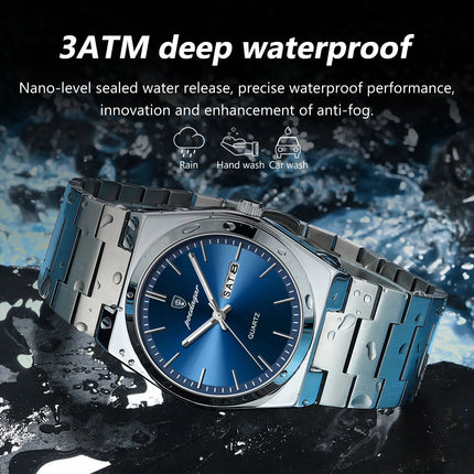 POEDAGAR Luxury Watches For Men Stainless Steel Waterproof Luminous Men's Watch Date Week Fashion Casual Men's Quartz Watch Reloj