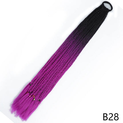 AZQUEEN Synthetic Gradient Color Dirty Braided Ponytail 60CM Elastic Rubber Band Braiding Pony Tail Hair Extensions For Girls