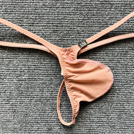 Men's Ice Silk Low-Waist Thong Underwear with Thin Straps Sexy Large Bag Briefs New Arrival  Men's Underwear
