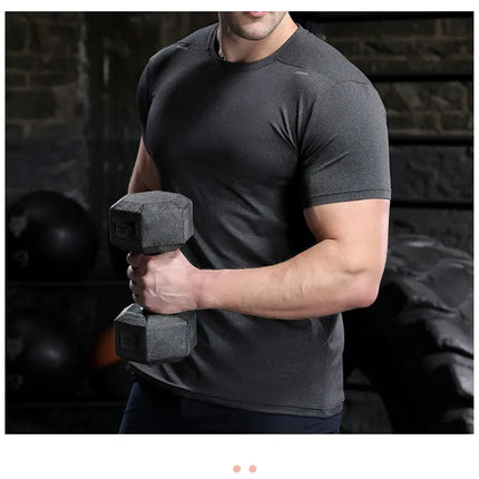 Men's Summer Loose Breathable Short Sleeve Outdoor Cycling Quick Dry Top Running Tracksuits Fitness T-shirts Muscle Tights