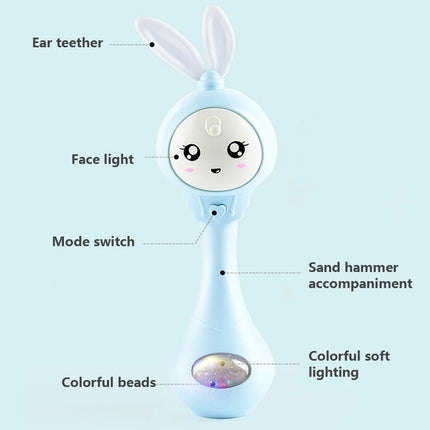 Baby Music Flashing Rattle Toys Rabbit Teether Hand Bells Mobile Infant Stop Weep Tear Rattles Newborn Early Educational Toy 18M