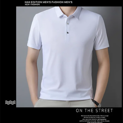 Summer New Men's Short Sleeve Ice Silk POLO Shirt Fashion Simple Men's Business Casual Pullover Large Size 5XL