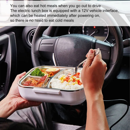 1.5L Electric Heat Insulation Lunch Box Car Heating Electric Lunch Box Home Car Dual-Use Stainless Steel Liner Lunch Box White