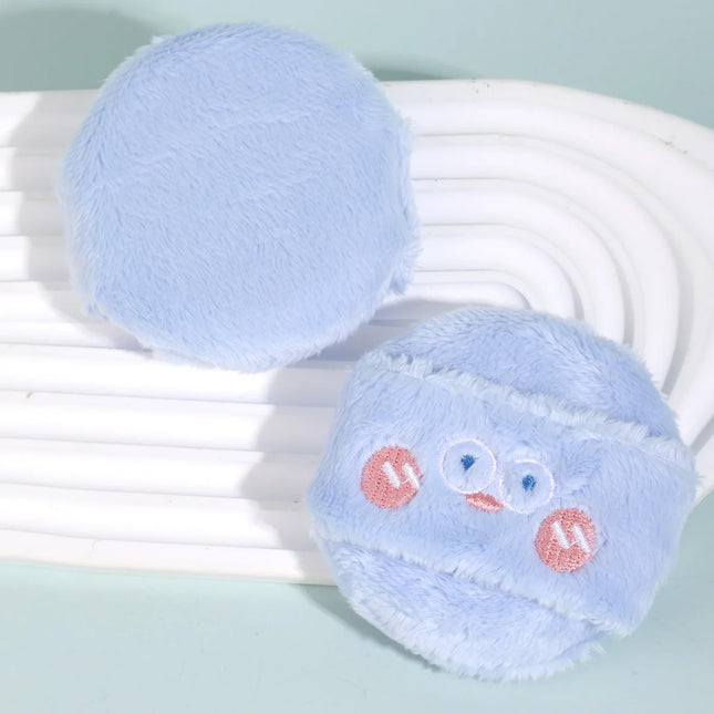 1PC blue makeup velvet puff+storage box, suitable for loose powder, powder products, portable storage box for easy storage