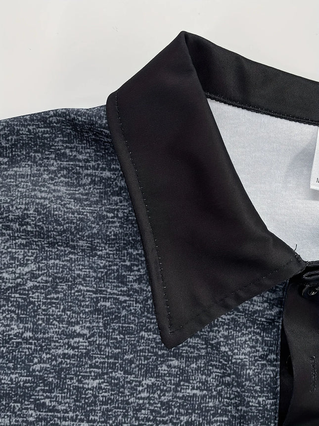 European and American Men's Fashion Gray Black Two-tone Splicing Business Casual Style Short-sleeved Shirt Top Suitable