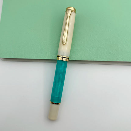 Admok M800 Pen Sky Blue Acrylic Piston Fountain Pen Bock Schmidt Nib F M B 0.5 0.7 1.0MM Nib Golden Clip Writing Office Gift Pen