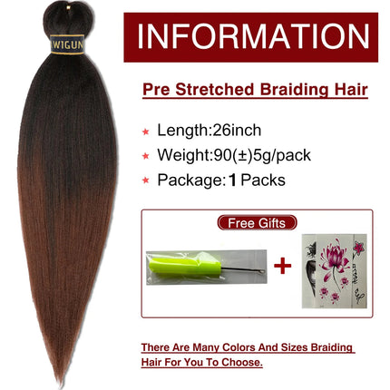 Kanekalon Hair 26 Inch 90g Pre Stretched Jumbo Braiding Hair Box Twist Braids Wholesale Synthetic Hair Extensions For Women