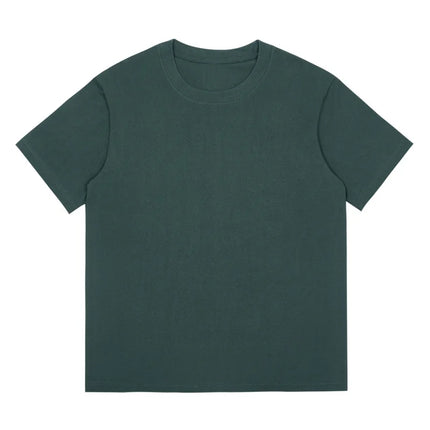 Combed cotton 240g heavy-duty pure cotton double yarn short sleeved t-shirt men's trendy brand solid color round neck top
