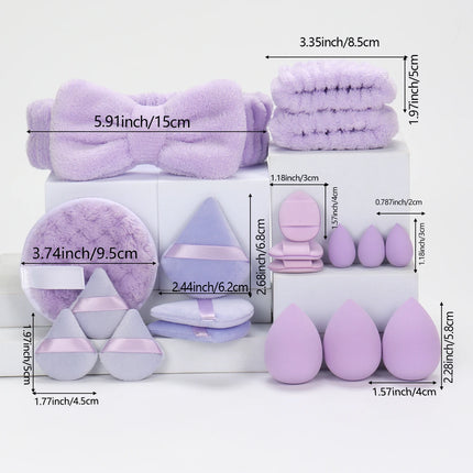 19 件 Cosmetic Puff Makeup Sponge Blender Beauty Egg Foundation Sponges Puff Wash Face Headband Wristband Make up Accessories