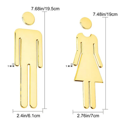 Black Gold Color Toilet Sign Plate Brass Wash Room Door Wall Label Sticker Wc Holder Signage Board