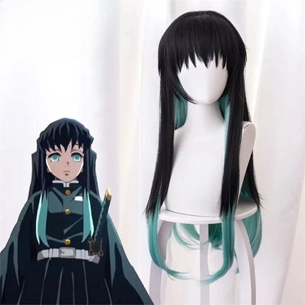 Anime Coser Heat Resistant Fiber High Quality Wig Party Demon Slayer Tokitou Muichirou Cosplay Wig Synthetic Long Straight Wig
