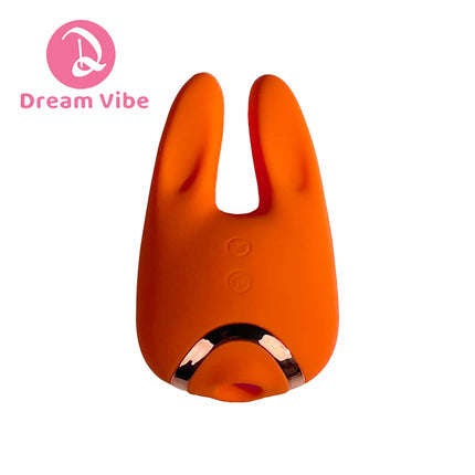 Bunny Love Vibrator Orange Passion 8 Poweful Vibrations on both Rabbit Ear 5 Suctions Pleasure Sex Toy Woman Female Masturbation