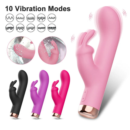 Powerful Clitoris Vagina Vibrator Ctimulator Vibration 2 in 1 Rabbit Dildo Vibrator Masturbation Tools for Women Sexy Adult Toys