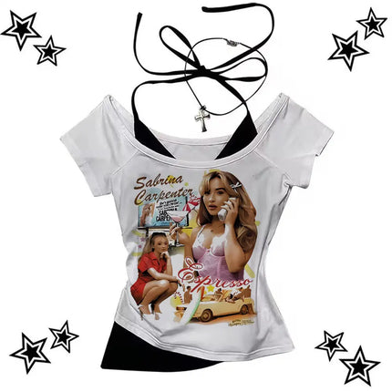 Sabrina Carpenter t-shirt girl korean clothes University graphic Gothic Trendy t-shirt Trendy Grunge Graphic Vintage Pop Culture