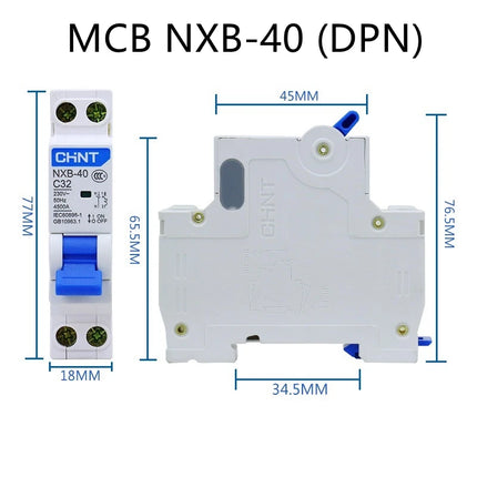 CHINT NXB-40 NXBLE-40 DPN DPNL 1P+N Replace DZ267-32 6A 10A 16A 20A 25A 32A 40A 220V Miniature Leakage Circuit breaker MCB RCBO