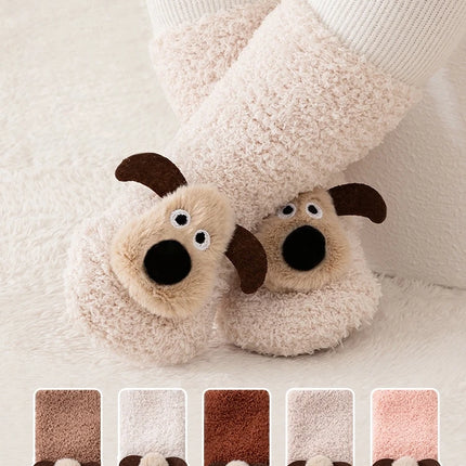 Thick Baby Socks For Autumn And Winter Newborn A-class Floor Socks Anti Slip Cartoon 3D Dog Warm Toddler Socks For Kids 0-3 Y