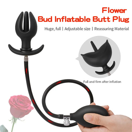 Flower Bud Inflatable Anal Dildo Plug Expandable Butt Plug with Pump Sex Toys for Women Men Anal Dilator Massager Adult Products