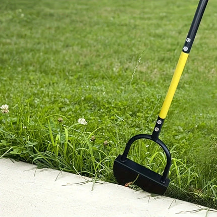 Metal Half-Moon Shovel - A Heavy-Duty Manual Lawn Trimming Tool with an Ergonomic Handle, Suitable for Patios and Gardens.