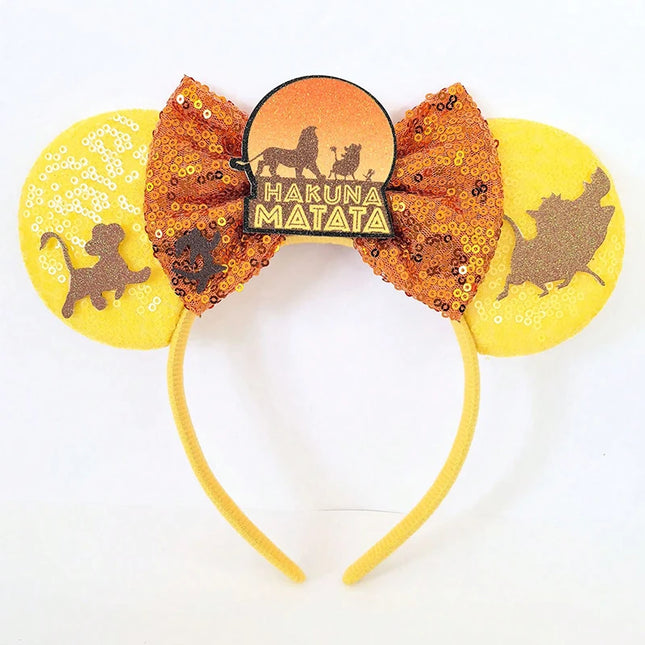 1pc Lion King Ear Headband – Sparkly Sequin Ears with Bow, Eye-Catching for Parties & Dress-Up.