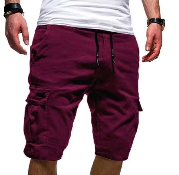 Men's mid Waist Elastic Drawstring Solid Color Loose Fit Workwear Shorts with Multiple Pockets Streetwear 2026