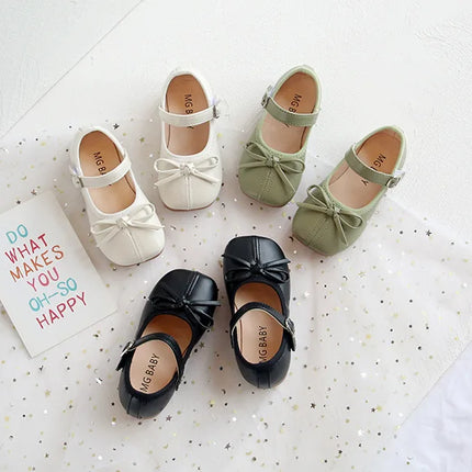 Fashion Mary Janes Shoes For Baby Butterfly Girls Flats Soft Singe Shoes For Kids Girls PU Leather Shoes